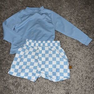Blue Checkered Swim Set